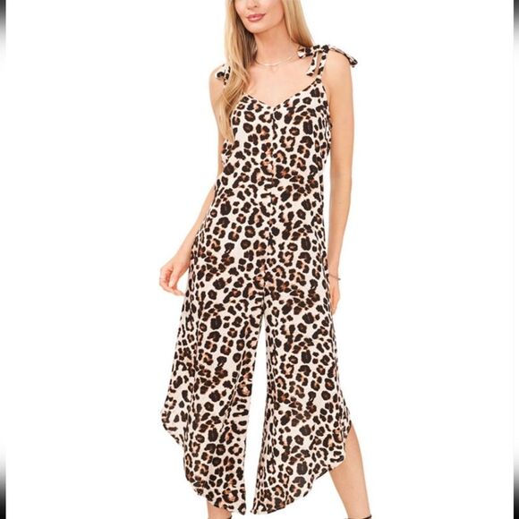 Vince Camuto Animal-Print Sleeveless Cropped Jumpsuit ~Size Large